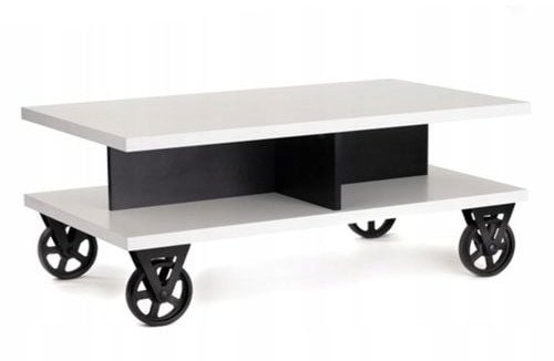 Stolik Kawowy Mały Na Kółkach Nowoczesny Pod Laptopa Agata 100cm Biały Mat