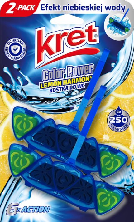 Kret Zawieszka do WC barwiąca wodę Lemon Harmony 2x40g