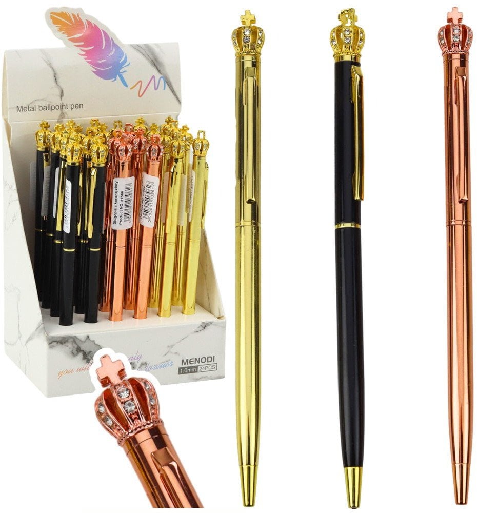 Długopis Metalowy Automatyczny Korona Niebieski Tusz 1.0mm