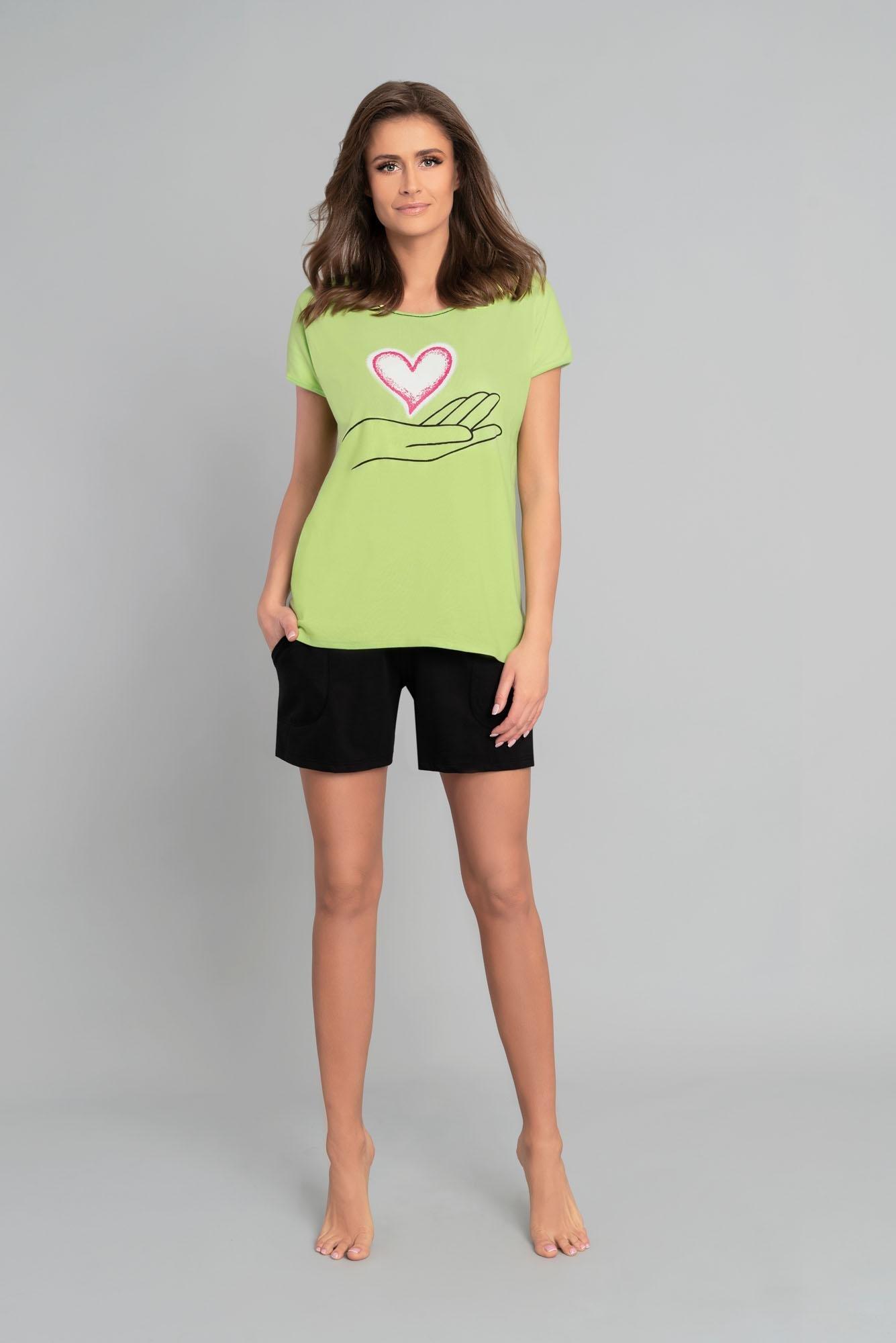 Italian fashion Italian Fashion Piżama damska CHIARA krótki rękaw krótkie spodenki zielony/czarny M