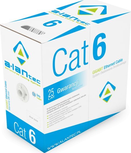 Alantec Kabel U/UTP typu linka kat.6 PVC 4x2x26/7AWG 305m szara