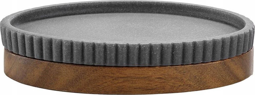 Douceur d`Interieur Prążkowana mydelniczka z podstawką z drewna akacji NIAGARA