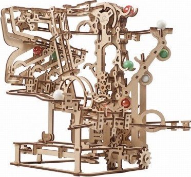 UGEARS Wciągnik Łańcuchowy Tor Kulkowy Marble Run Ugears - drewniany model mechaniczny do składania