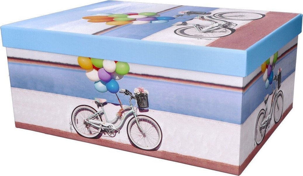 Pudełko ozdobne prezent rower z balonami 33x26cm