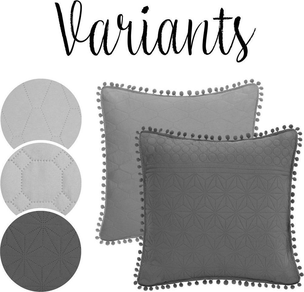 AmeliaHome AmeliaHome Poszewki dekoracyjne pikowane MEADORE 45x45*2 szare