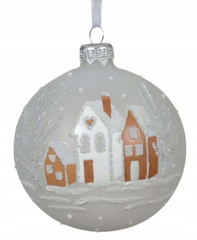 Bombka choinkowa ozdobna szklana ręcznie malowany domek 8cm 1 szt.