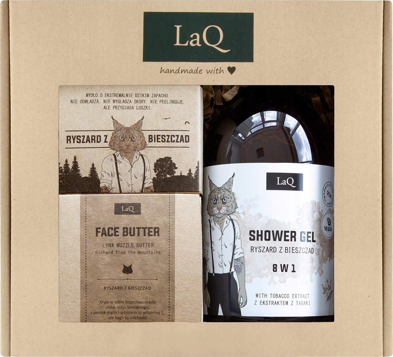 LaQ Zestaw Ryszard z Bieszczad: żel pod prysznic + masło do twarzy + mydło