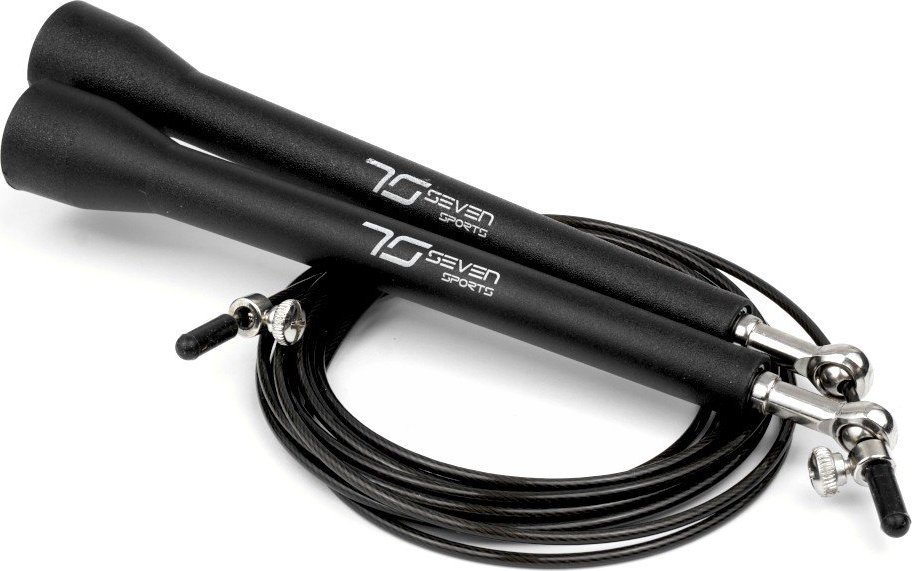 Skakanka sportowa 7sports Skakanka stalowa linka 300 cm czarna 7SPORTS