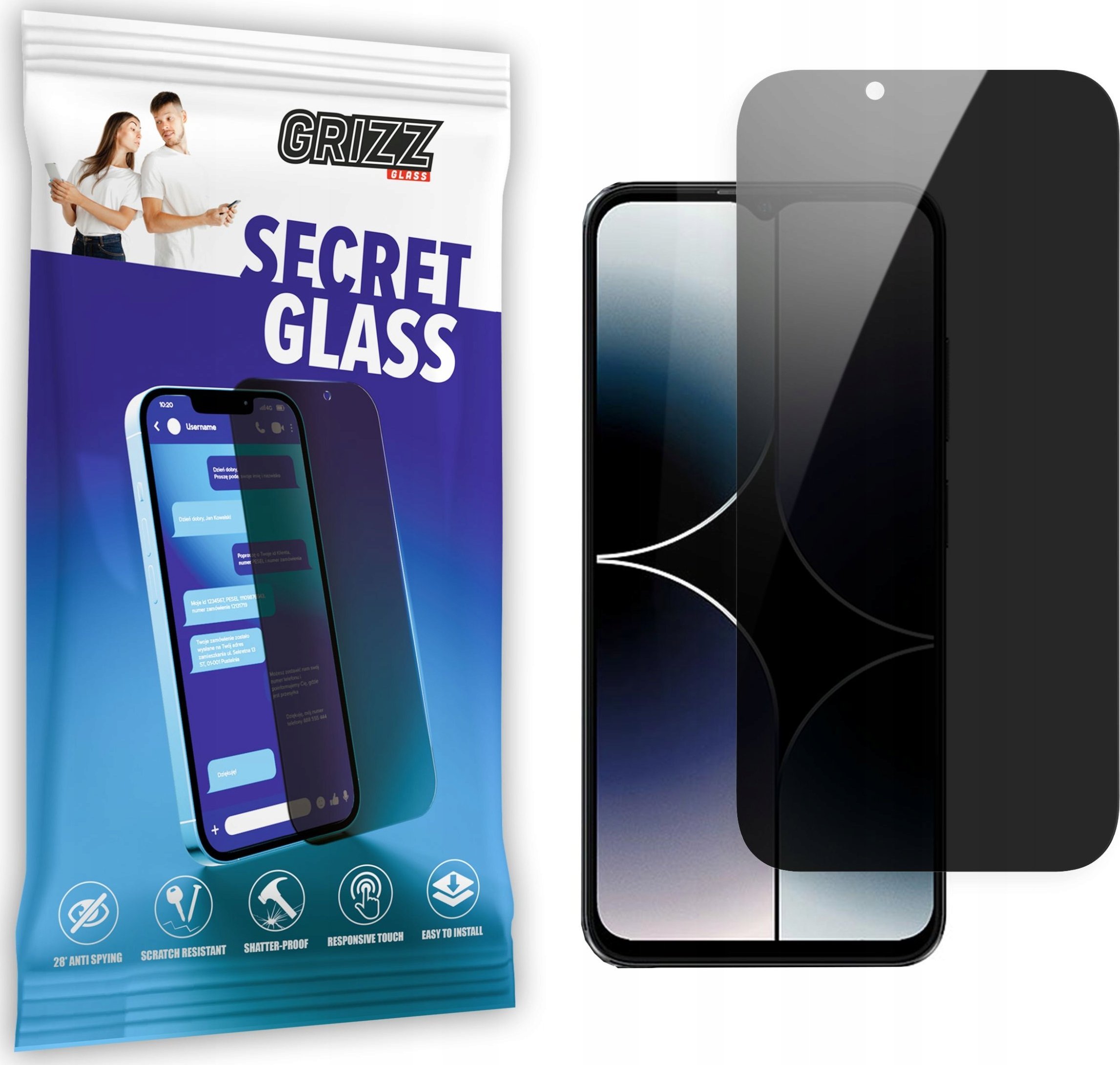 GrizzGlass Szkło prywatyzujące GrizzGlass SecretGlass Ulefone Note 16 Pro