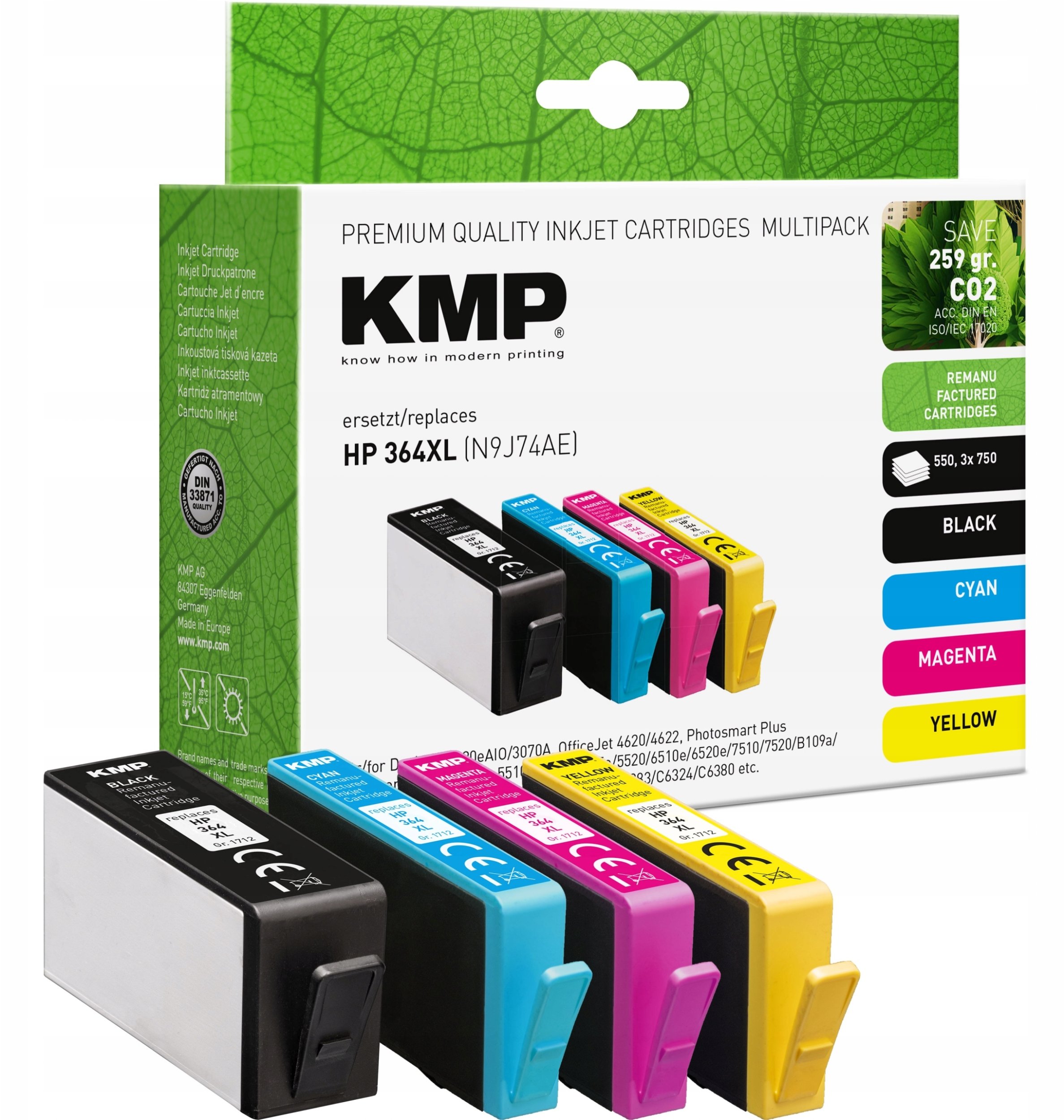 Tusz HP KMP kartridż Nr.364XL N9J74AE bk,c,m,y remanufactured