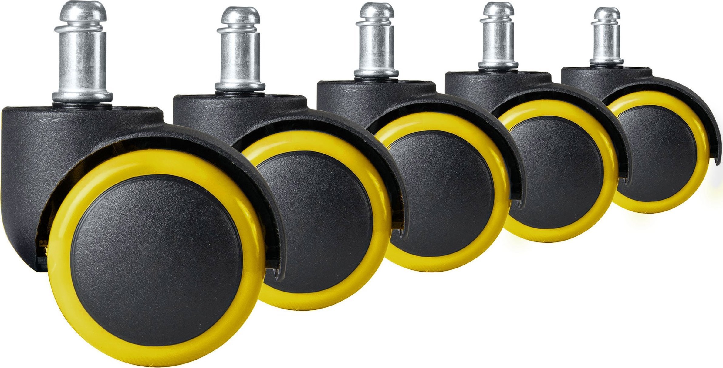 Sofotel Kółka gumowane do foteli czarno-żółte 5 szt.