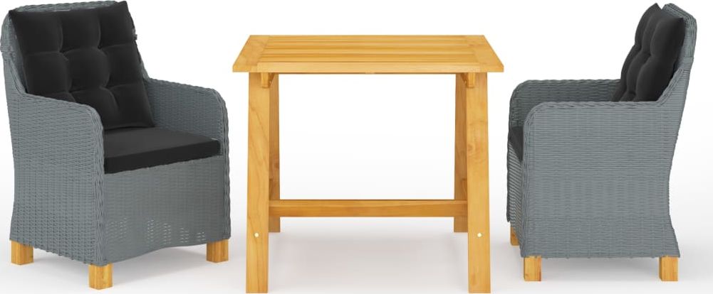 vidaXL 3-częściowy zestaw mebli ogrodowych, jasnoszary