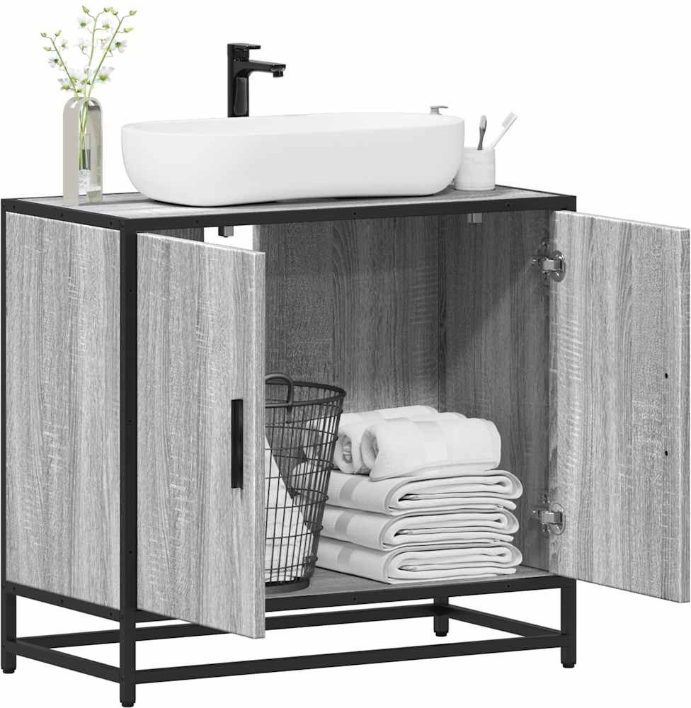 Szafka pod umywalkę, szary dąb sonoma, 65x33x60 cm