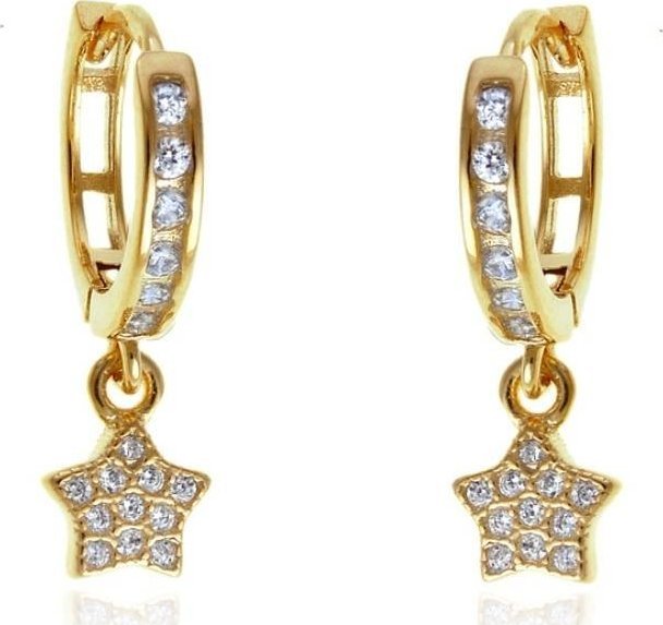 Lovrin Srebrne kolczyki 925 małe gwiazdy z cyrkoniami na kółkach