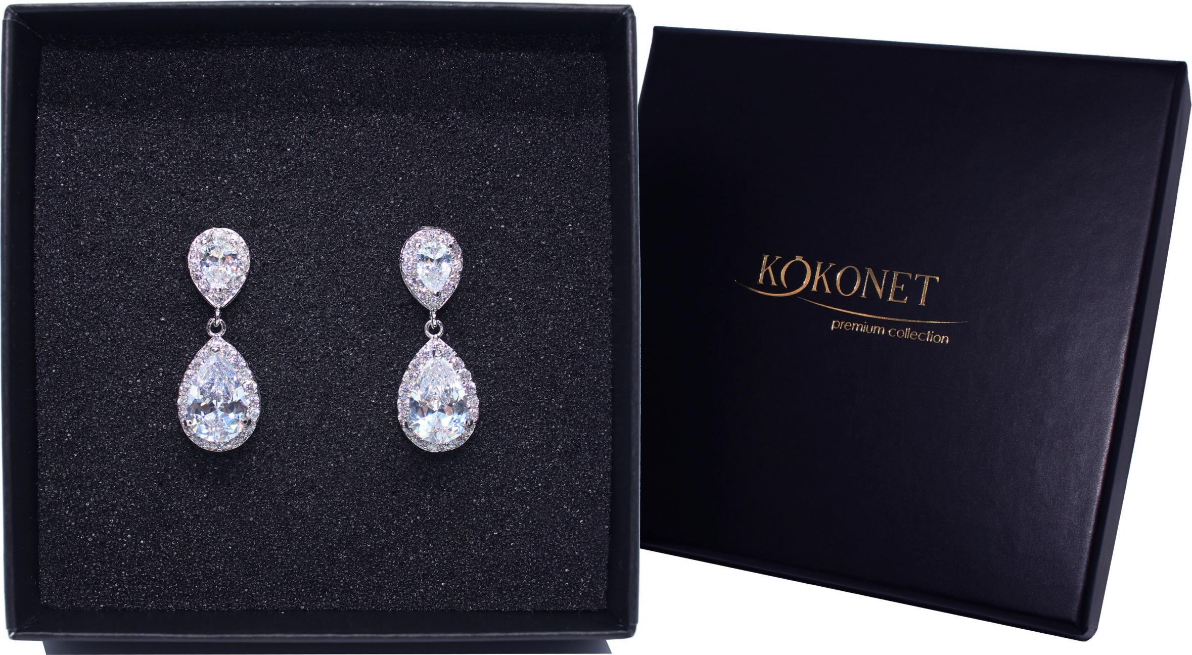 KOKONET KOLCZYKI srebrne klipsy łezki CYRKONIE Z GWARANCJĄ