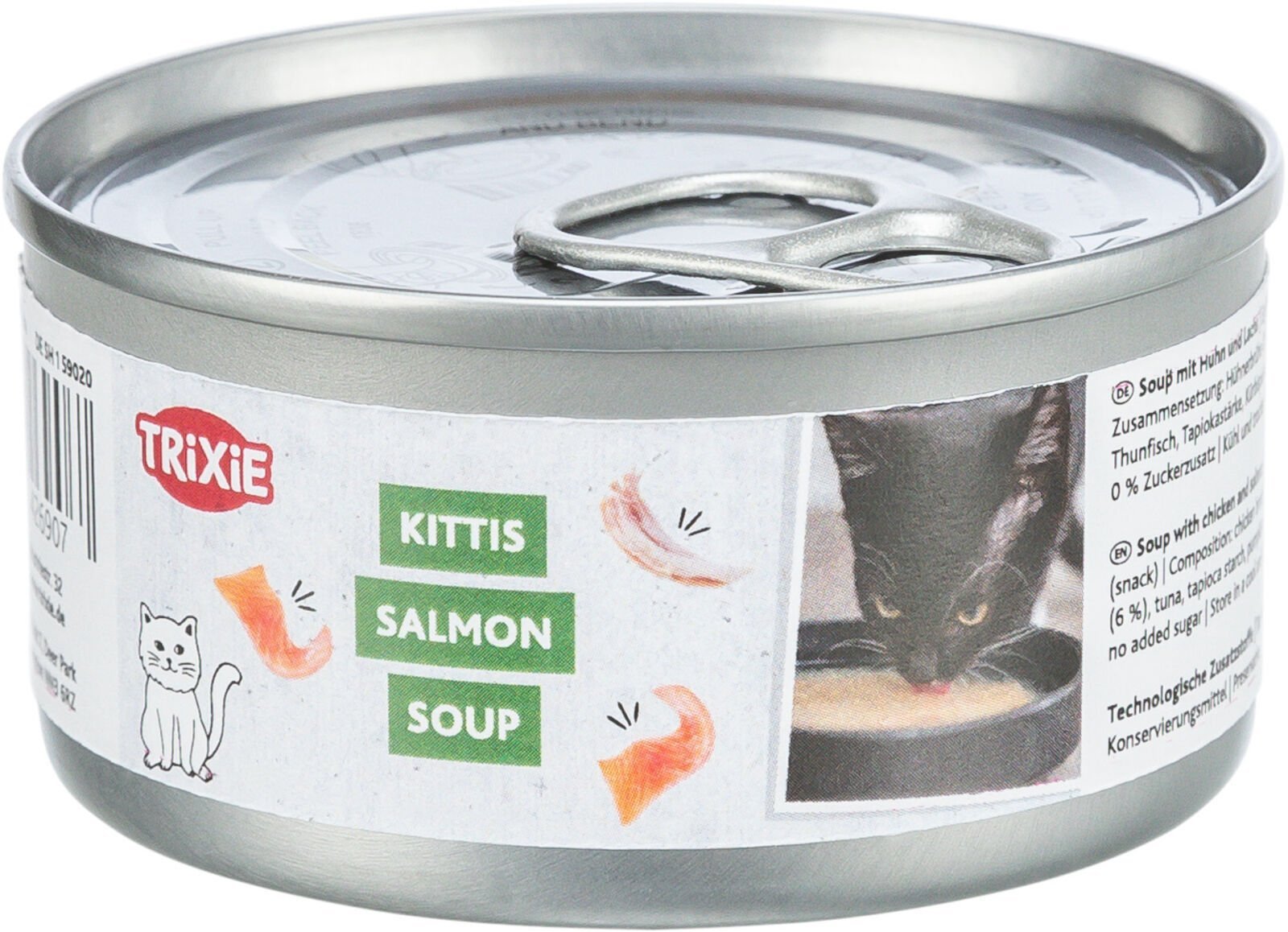 Trixie Kittis Salmon Soup przysmak zupy, dla kota, kurczak i łosoś, 4 × 80 g, 4 szt/opak
