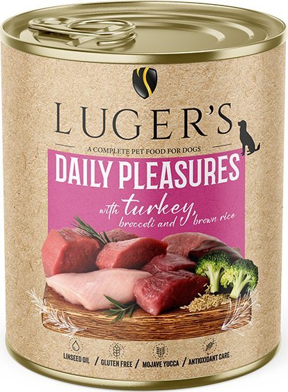 Karma mokra dla psa Luger's Daily Pleasures z indykiem, brokułem i ryżem brązowym 800 g