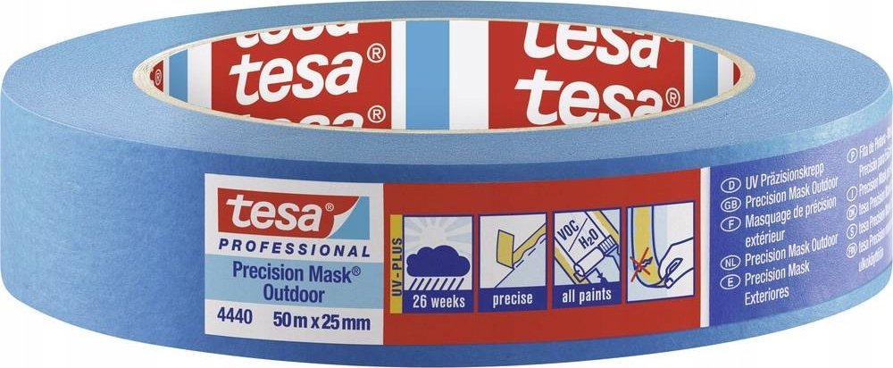Tesa tesa Präzisionskrepp 4440 Außen UV PLUS glatt blau L.50m B.25mm Rl.TESA (04440-00001-00)