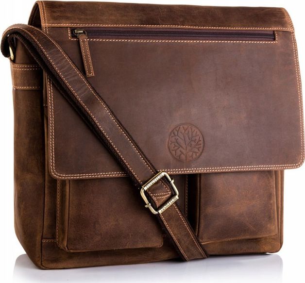 Betlewski Skórzana Torba Męska Ramię Duża Betlewski Laptopa, Tbg-Ht-203-Brown