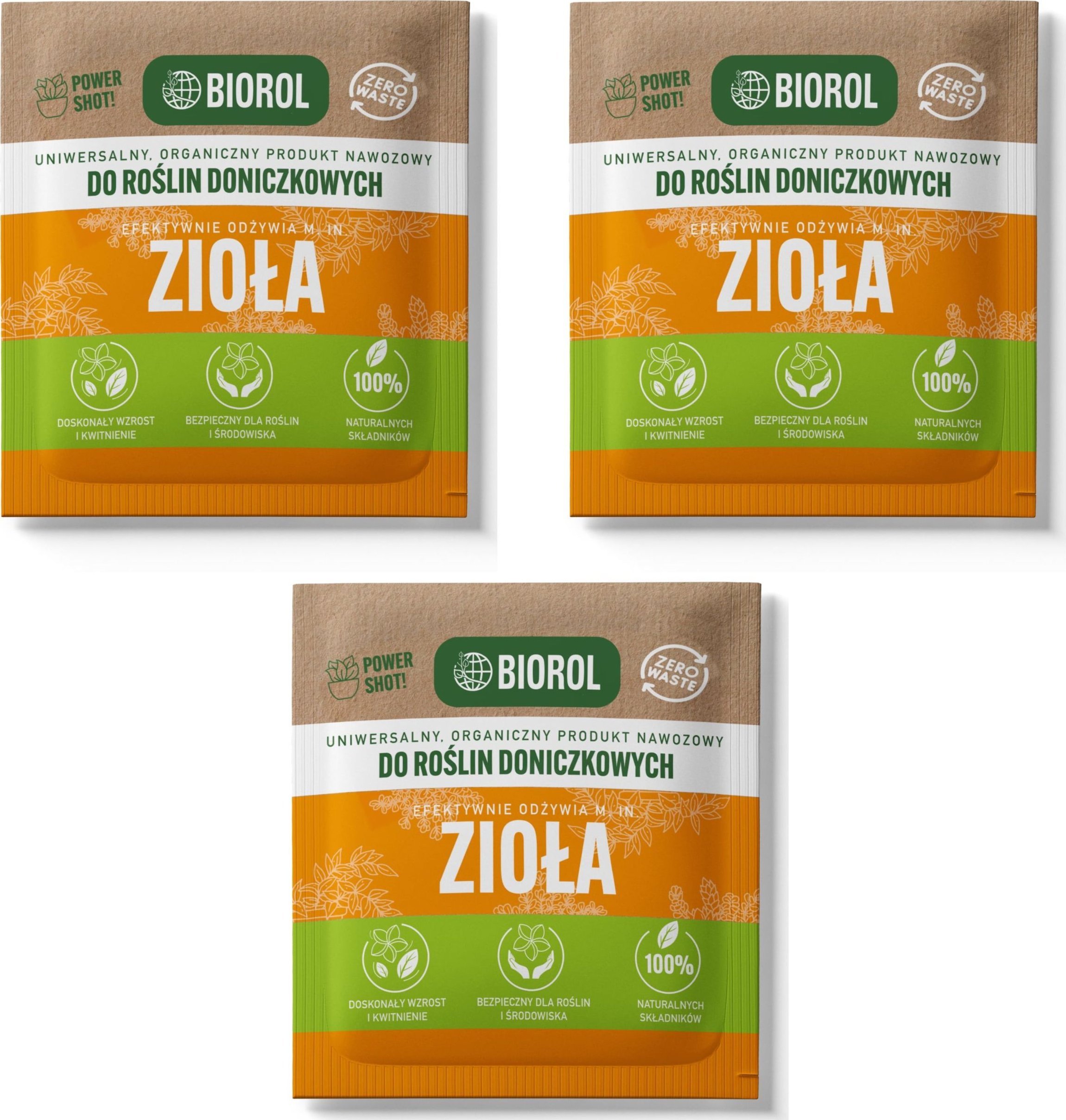 3x Nawóz organiczny BIOROL Power Shot 50g do ziół Odżywka na zioła