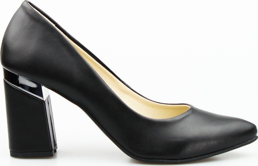 Optimo Czółenka wysokie z lustrzaną wstawką eko skóra czarne Optimo-40