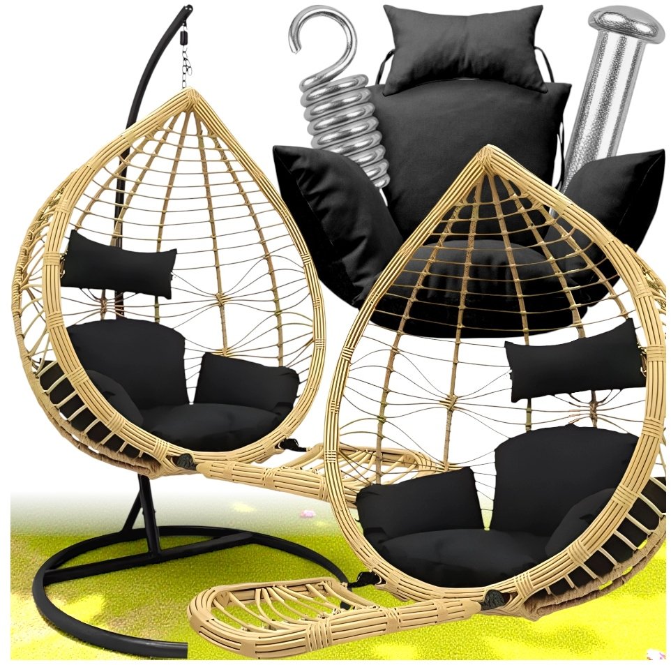 FOTEL WISZĄCY KOKON Z PODNÓŻKIEM KANZA