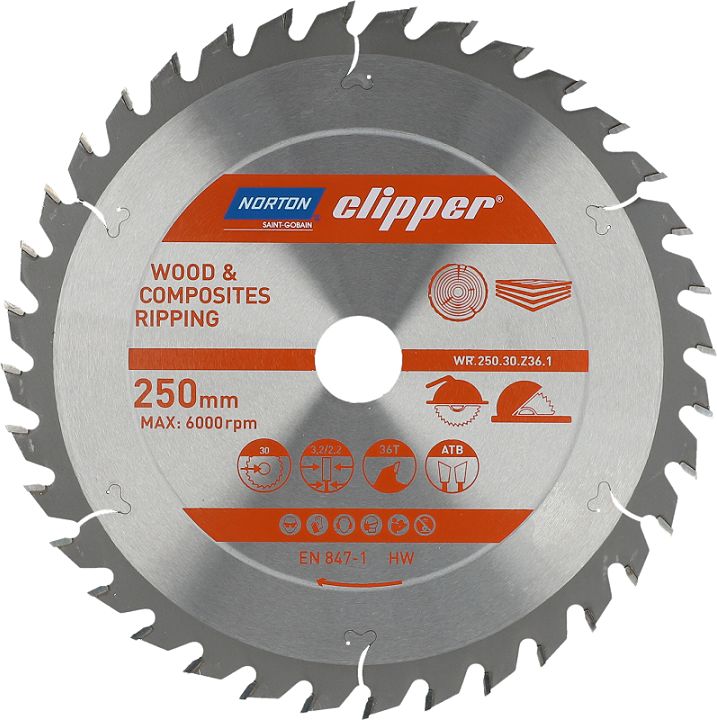Norton Clipper NORTON PIŁA TARCZOWA 250mm x 30mm x 36z DREWNO I KOMPOZYTY ATB (3,2 / 2,2) N70184608066