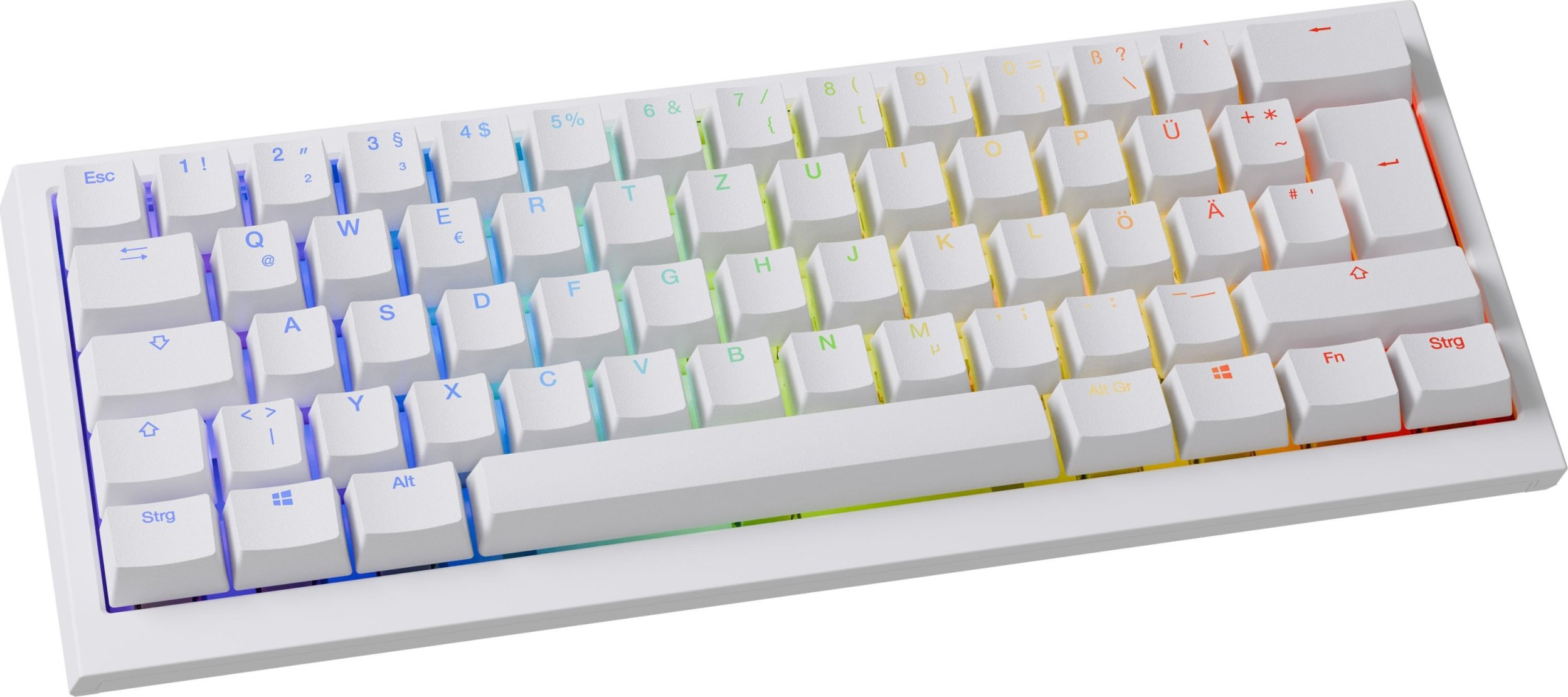 Ducky One X Mini Wireless Gaming Tastatur, induktiv, Hot Swap, RGB - Ducky Inductive Switch, ISO (DE), weiß