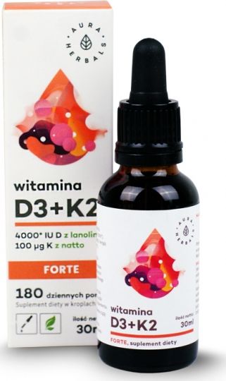 Aura Herbals Witamina D3+K2 FORTE 4000IU Aura Herbals
