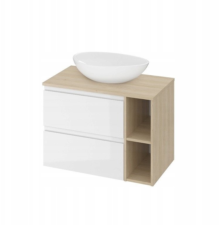 Cersanit SET B687: MODUO UMYW NIEREG 55, BLAT 80 DĄB, SZAFKA PODUM 60 BIAŁA, MODUŁ OTWARTY 20 DĄB WIRT (S801-444)