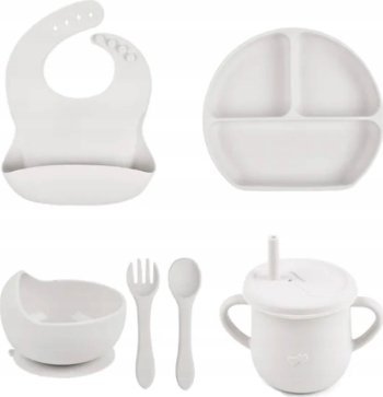 Pierwsze naczynia zestaw do karmienia dla dzieci silikonowe naczynia białe