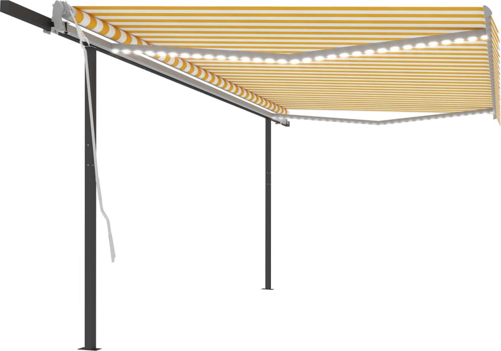 vidaXL Automatycznie zwijana markiza, LED i czujnik wiatru, 5x3 m