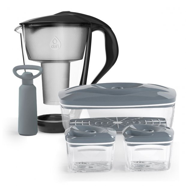 Dzbanek szklany Crystal czarny SeeYoo 3 stalowe