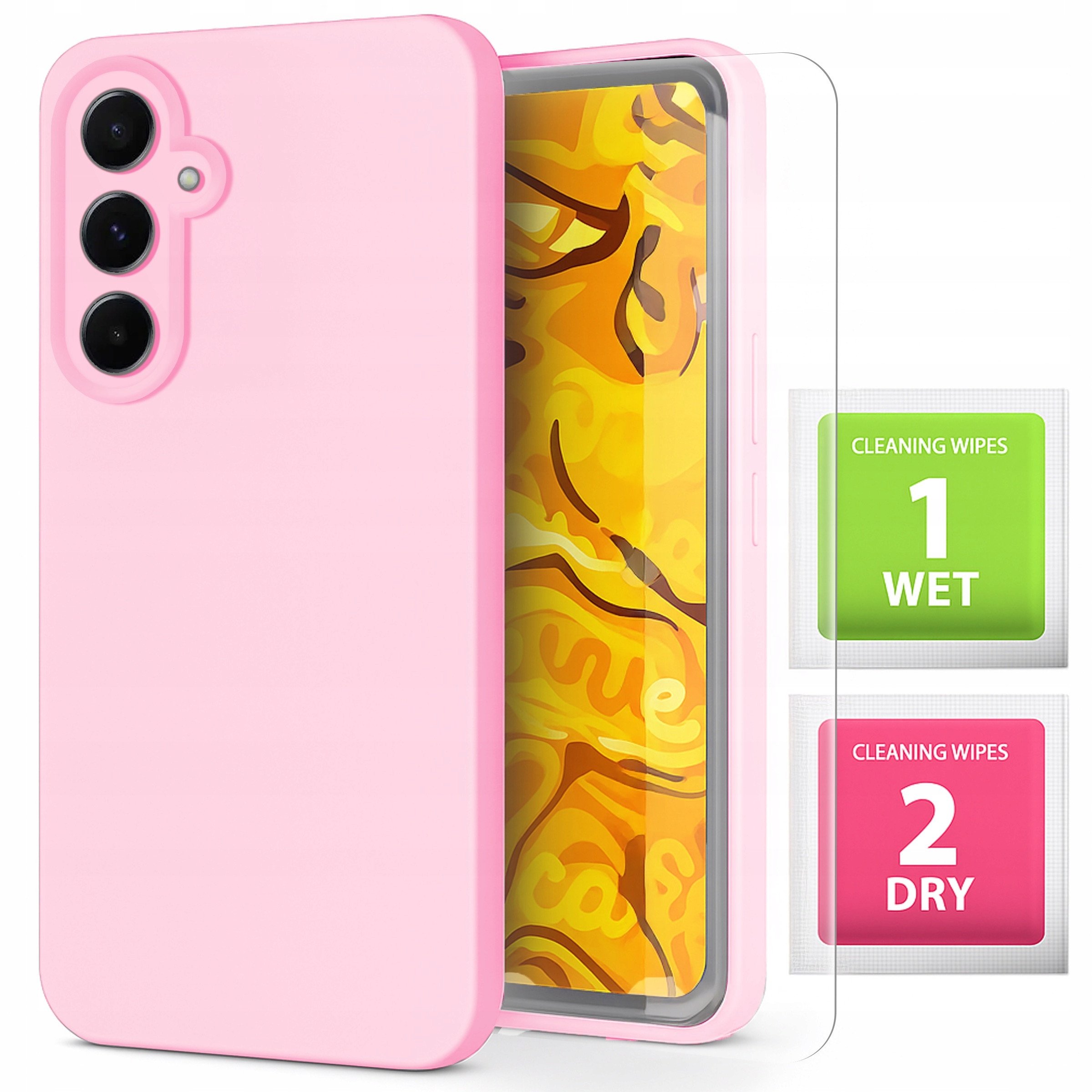 Etui Do Samsung Galaxy A55 5G (Różowe, Matowe, Silikonowe, Plecki) Szkło