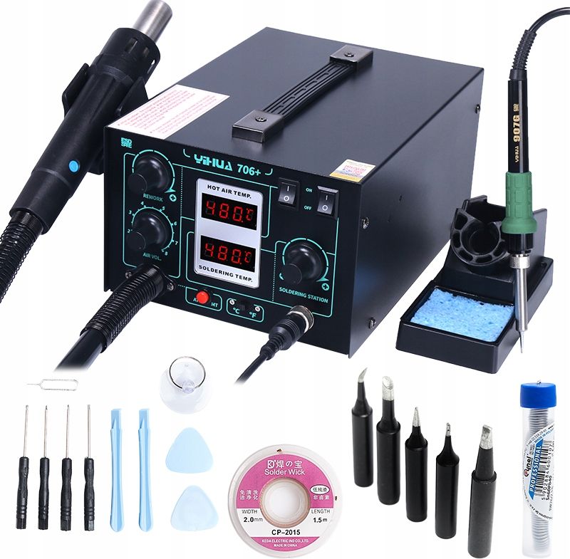 Techrebal Zestaw stacja lutownicza Yihua 706 Black KIT 6