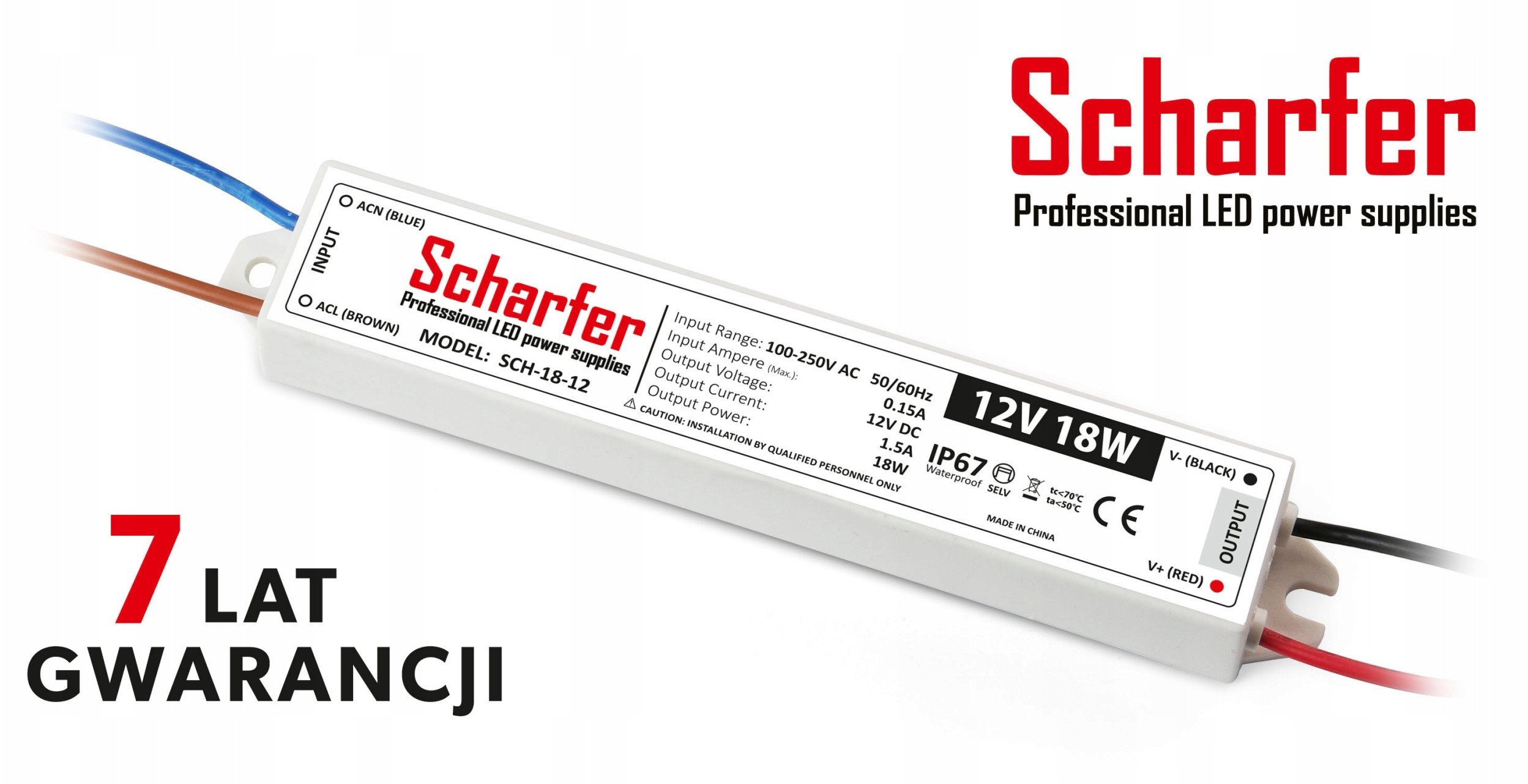 Prescot Scharfer SCH-18-12 zasilacz LED hermetyczny 12V 18W biały