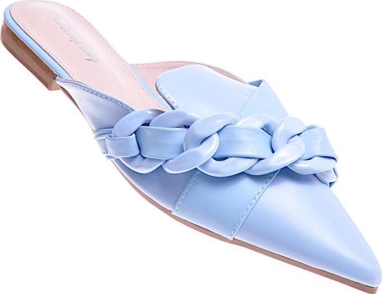 Pantofelek24 Niebieskie damskie klapki z łańcuszkiem /G8-3 11780 T390 40