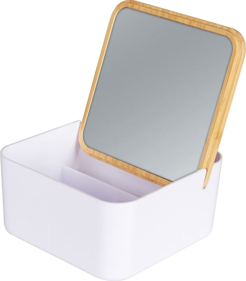 Lusterko kosmetyczne Selsey SELSEY Lusterko łazienkowe Dunkelgrau z organizerem białe