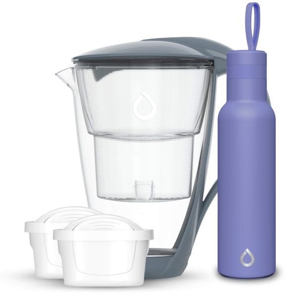 Dzbanek CRYSTAL Stalowy LED 2wkłady Unimax +Wrzosowa Butelka Termiczna Easy