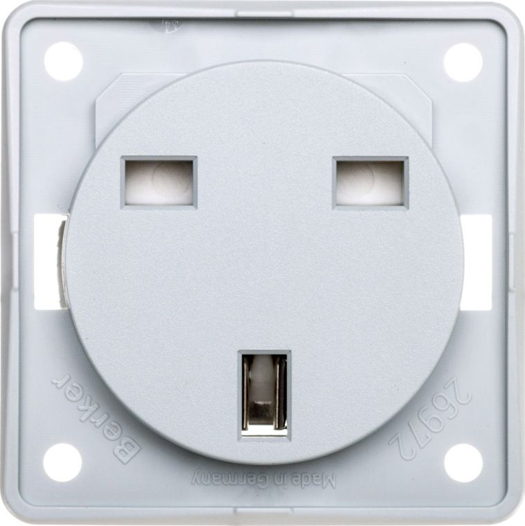 Hager Integro Flow Gniazdo pojedyncze z/u 16A standard brytyjski jasnoszare 0962622506 - 0962622506