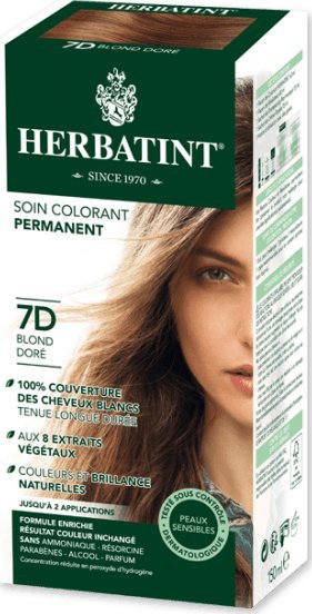 Herbatint Herbatint, Trwała farba do włosów, 7D ZŁOTY BLOND seria złota