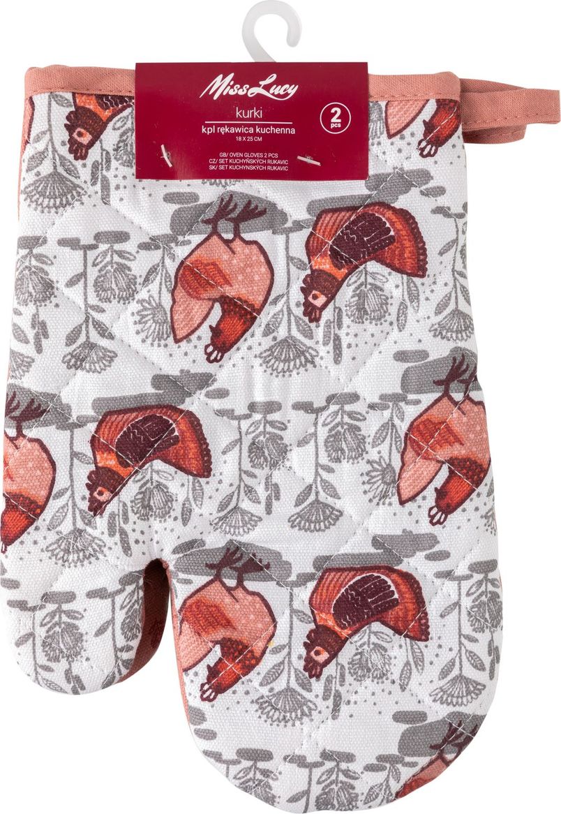Miss Lucy Komplet rękawic kuchennych Miss Lucy Kurki 18x25 cm 2 sztuki