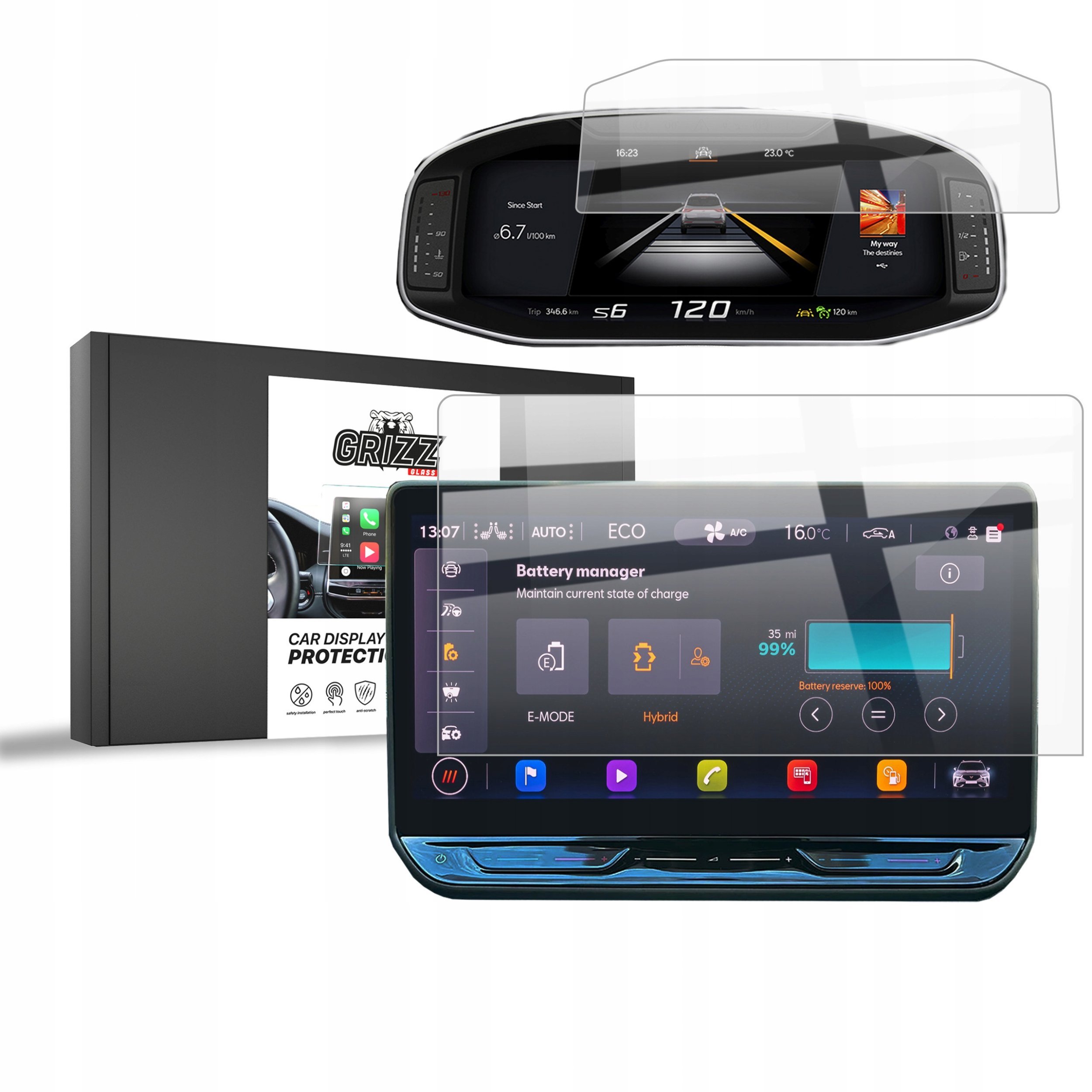 Folia ceramiczna GrizzGlass CarDisplay Protection do Cupra Terramar 12,9“ 2024 [2w1]