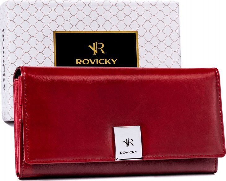 Rovicky Duży, poziomy portfel damski na zatrzask Rovicky