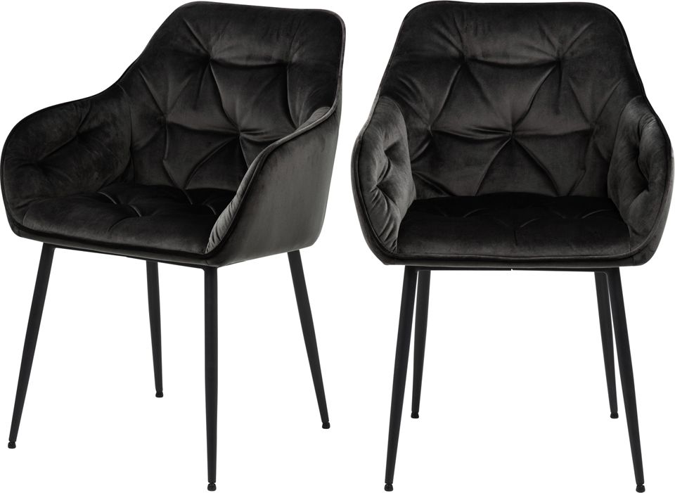 Selsey SELSEY Zestaw dwóch krzeseł tapicerowanych z podłokietnikami Agamos szarobrązowy welur na metalowych nóżkach