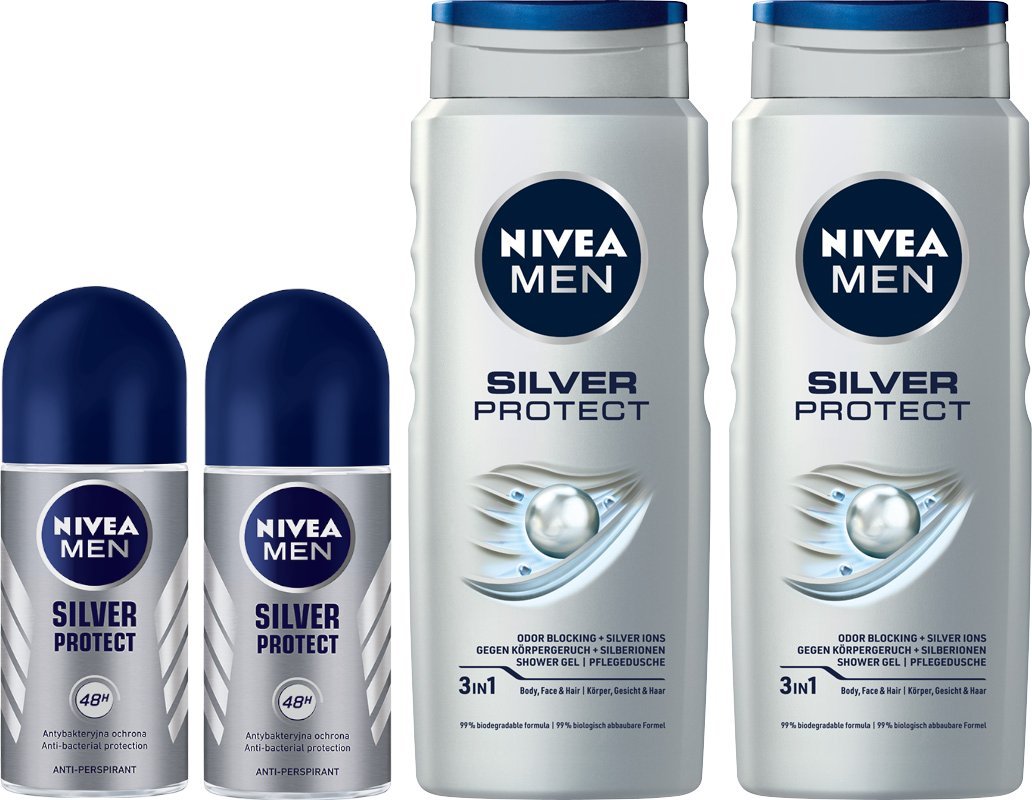 NIVEA MEN SILVER PROTECT Antyperspirant męski 50ml + Żel pod prysznic 500ml