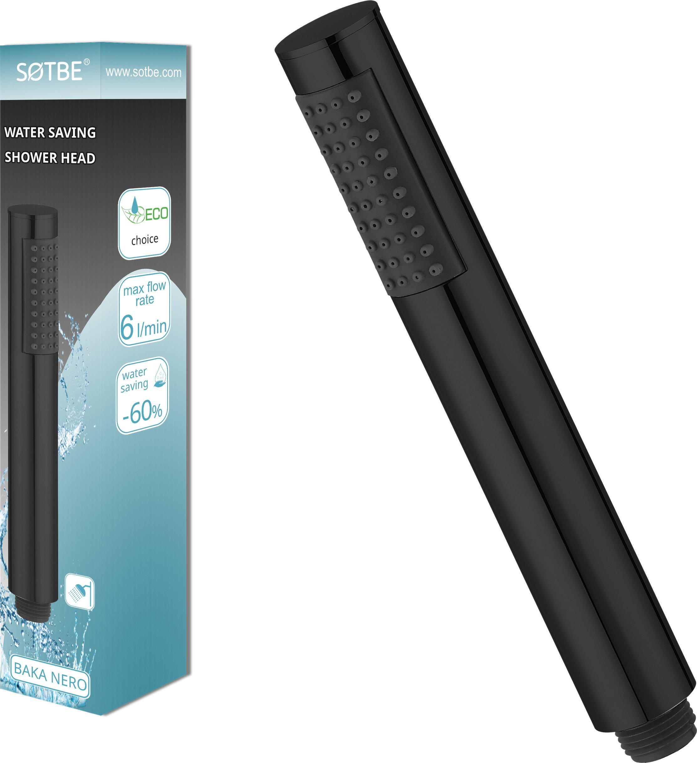 Sotbe wodooszczędna słuchawka prysznicowa 1 zakresowa CZARNA