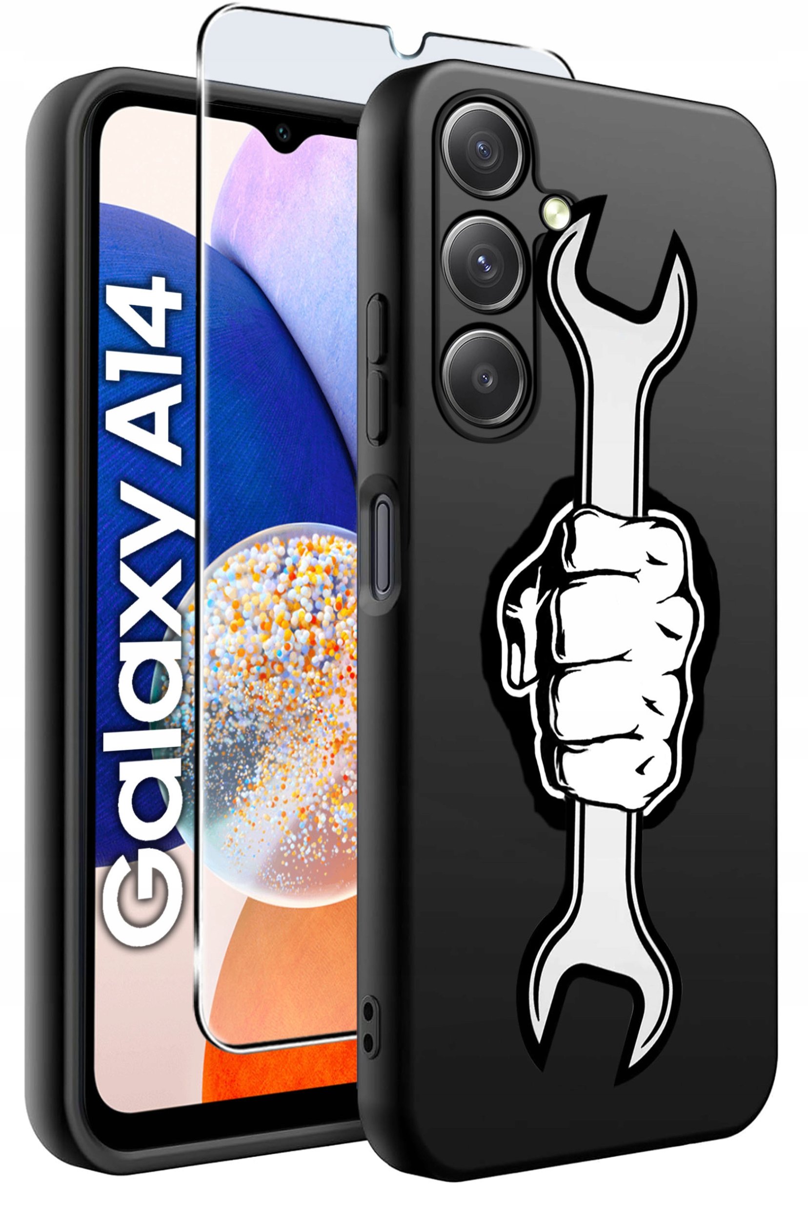 ETUI do Samsung A14 5G WZORY | SILIKONOWE MATT CASE + SZKŁO HARTOWANE 9H