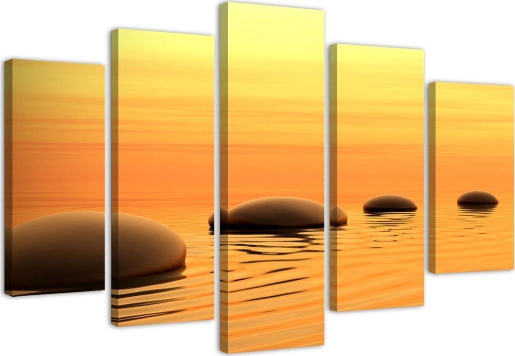 Feeby Obraz pięcioczęściowy na płótnie, Kompozycja zen z kamieniami - 150x100