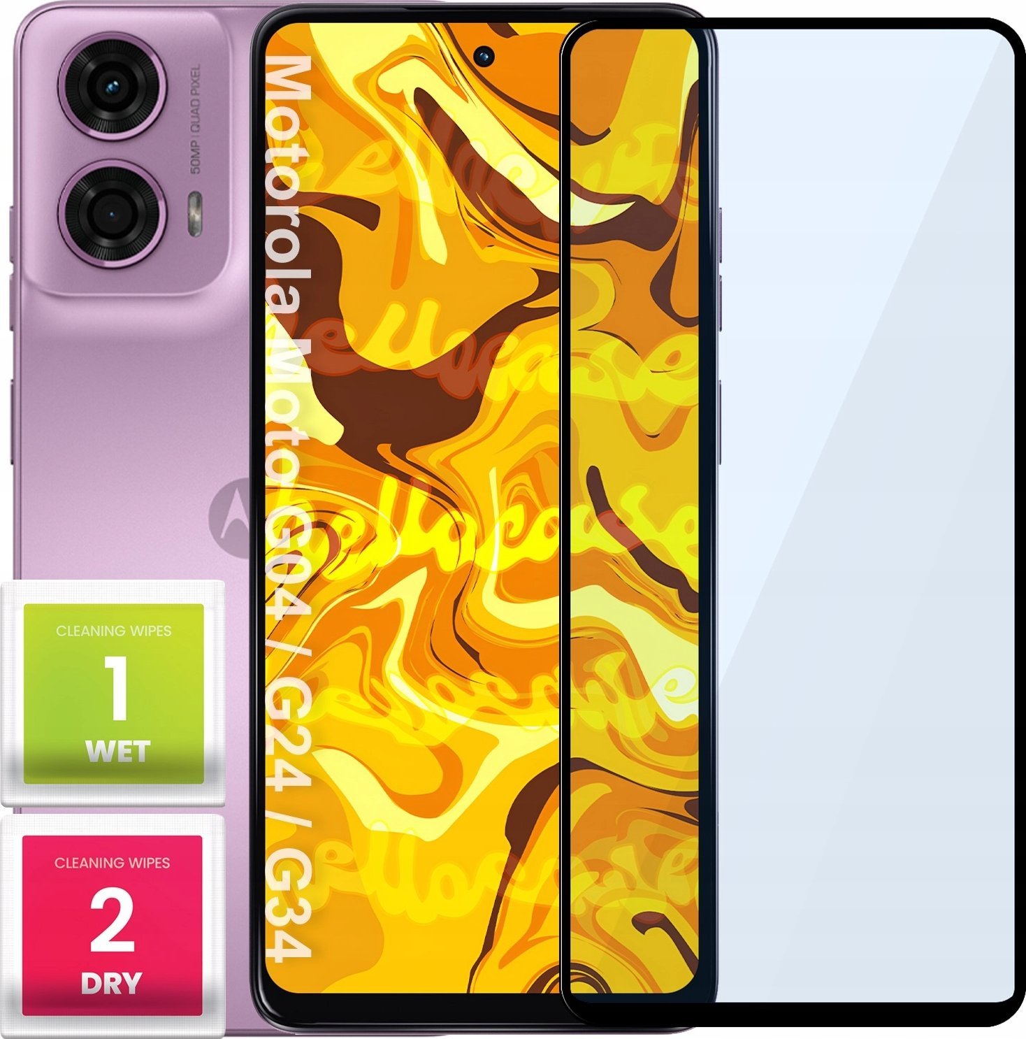 Hello Case SZKŁO HARTOWANE DO MOTOROLA MOTO G04 / G24 / G34 PEŁNE NA CAŁY EKRAN SZYBKA